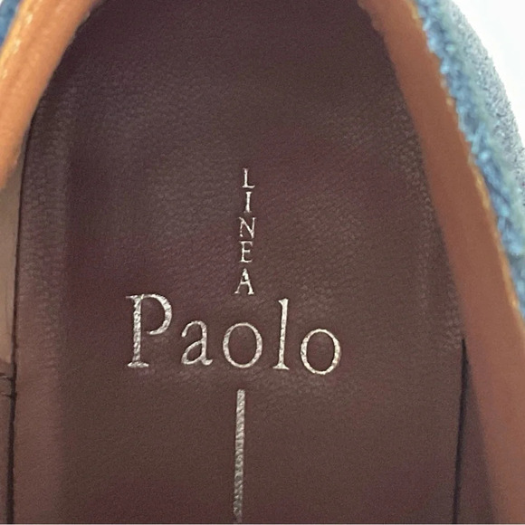 Linea Paolo Womens Felicia Wedge Sneaker 6M Blue Camo Suede Ankle Zip Streetwear - Picture 13 of 13